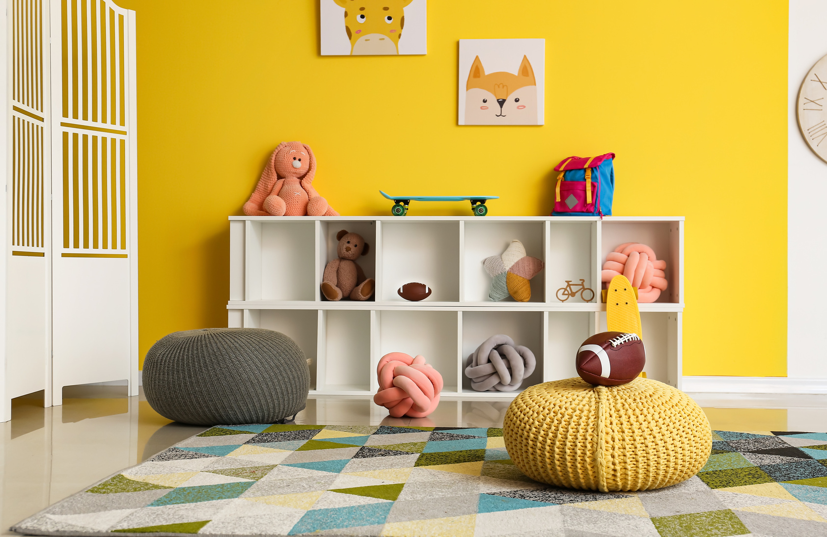 Children's Room Interior with Organized Space for Toys